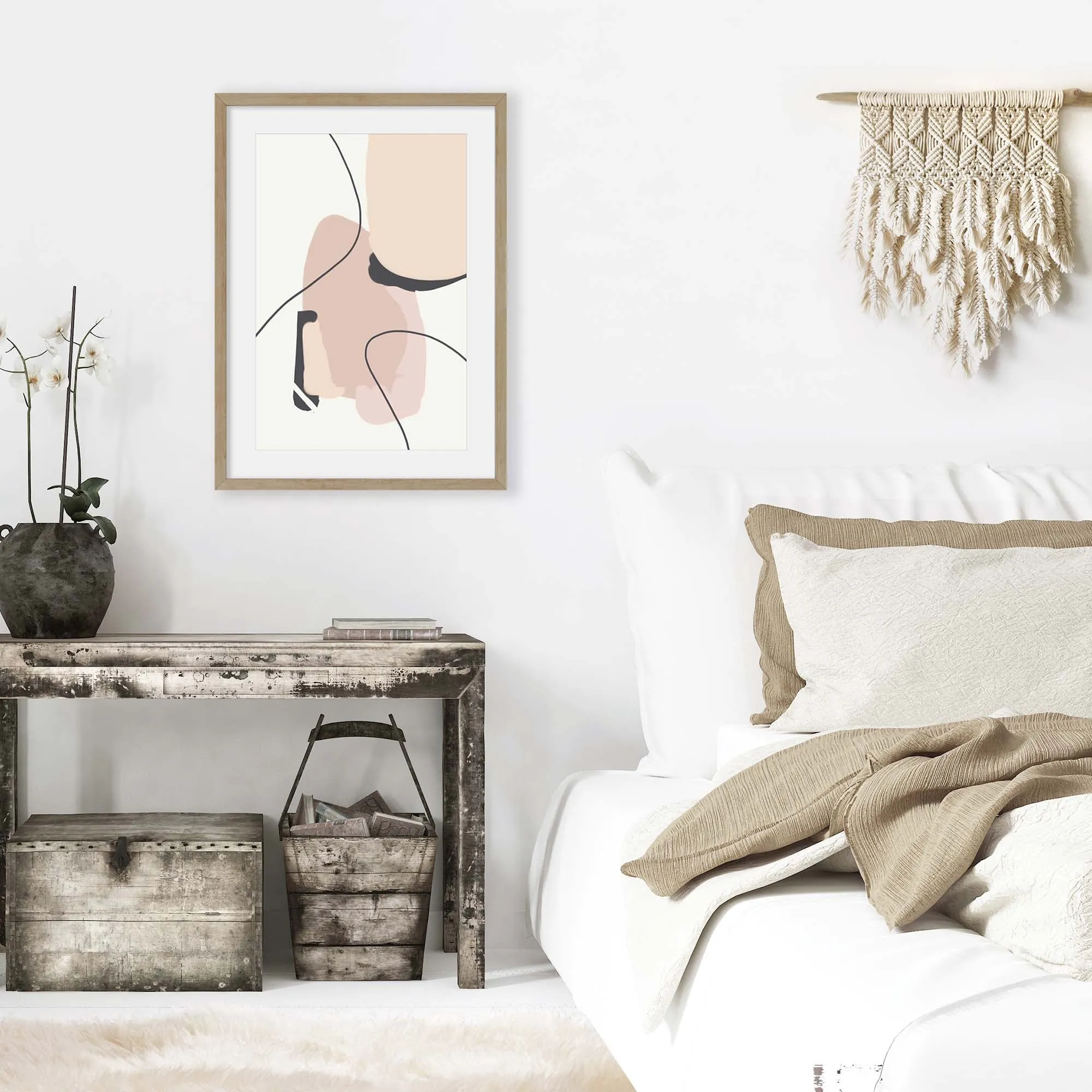 Beige Contemporary Framed Art
