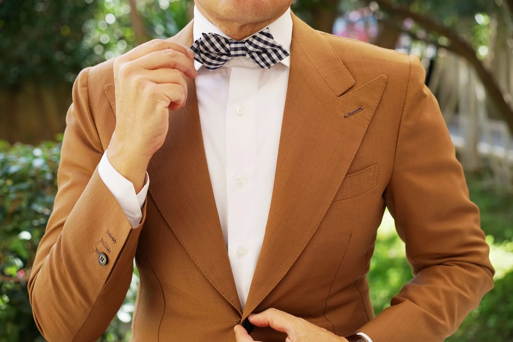 Black Gingham Diamond Bow Tie