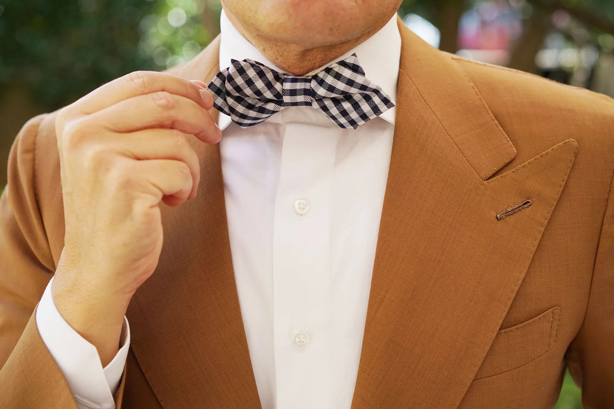 Black Gingham Diamond Bow Tie