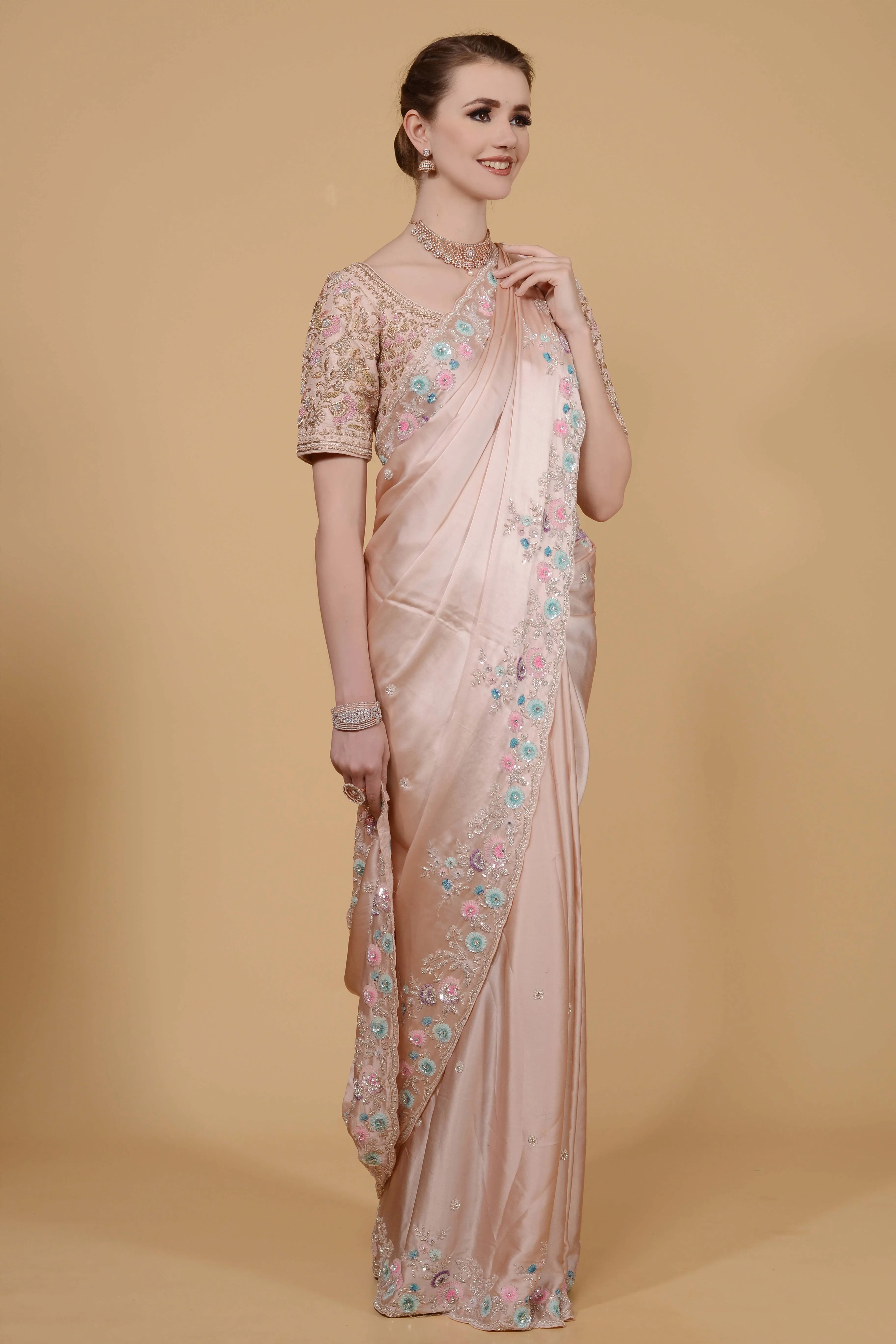 Blush Peach Saree