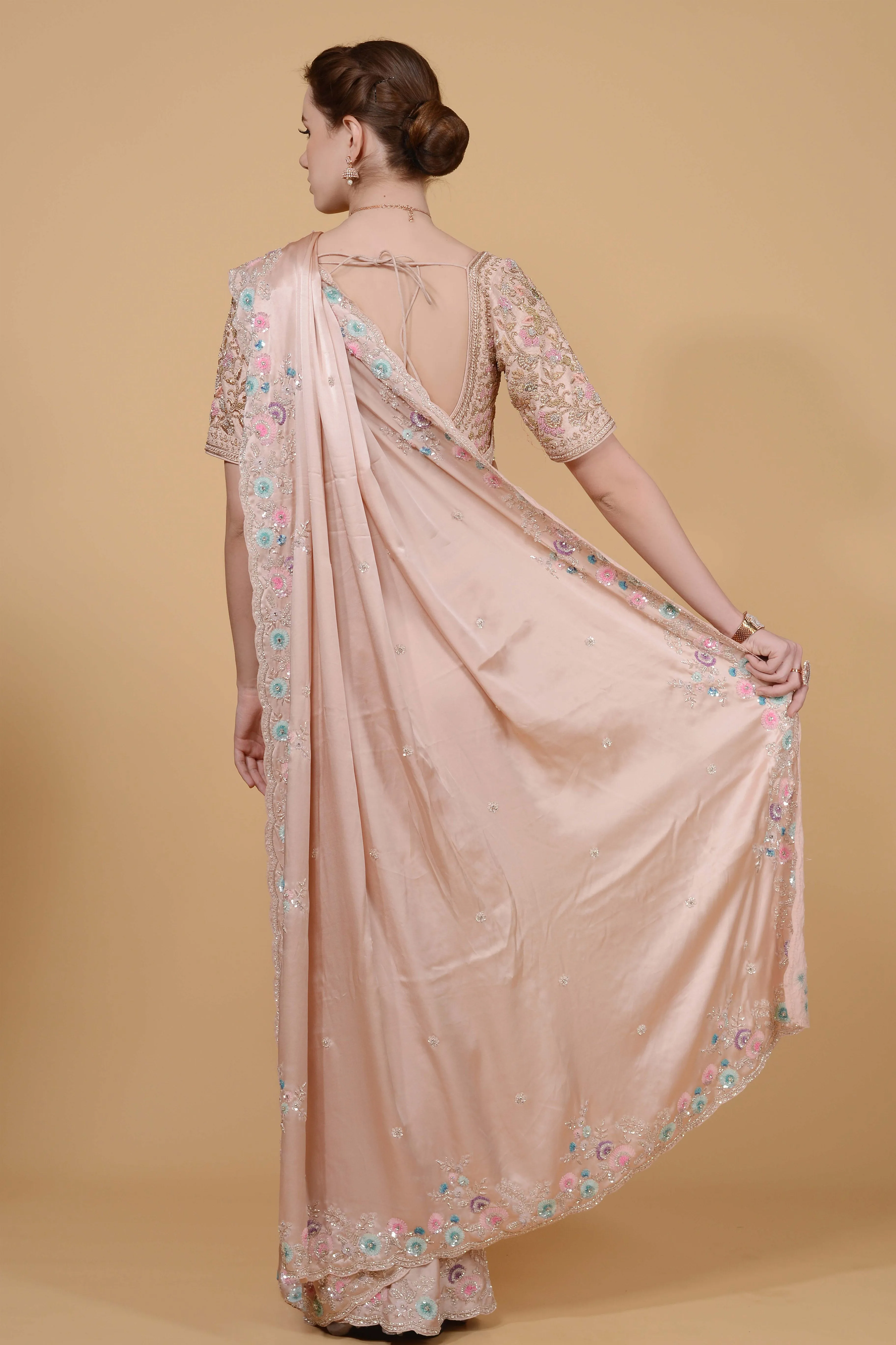 Blush Peach Saree