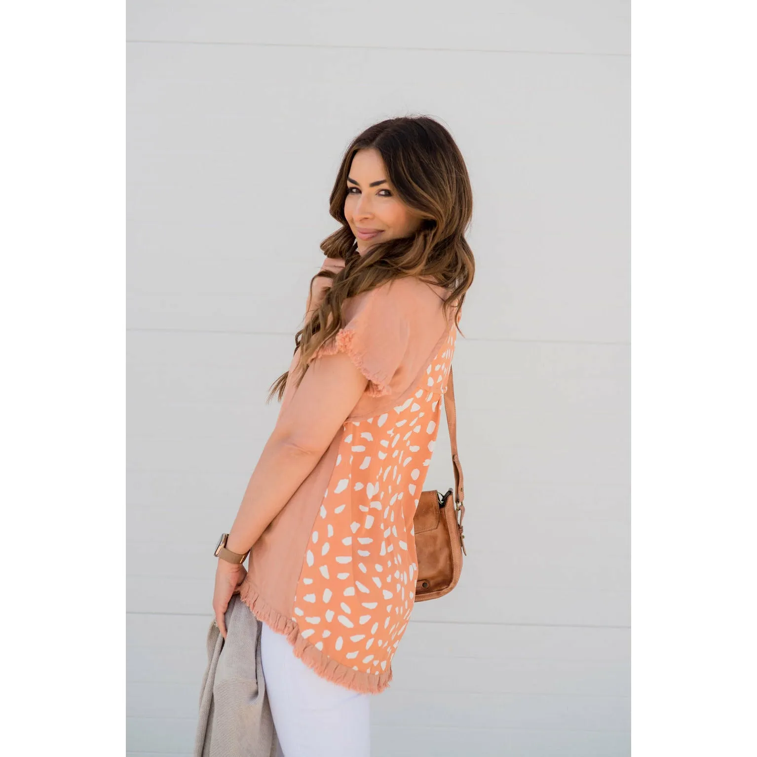 Cheetah Back Fringe Bottom Tee