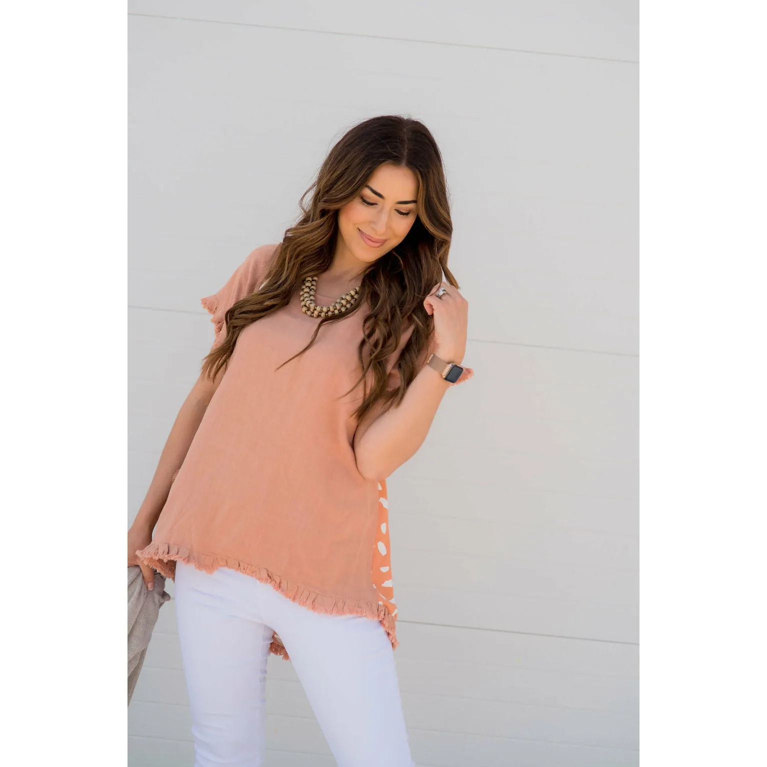 Cheetah Back Fringe Bottom Tee