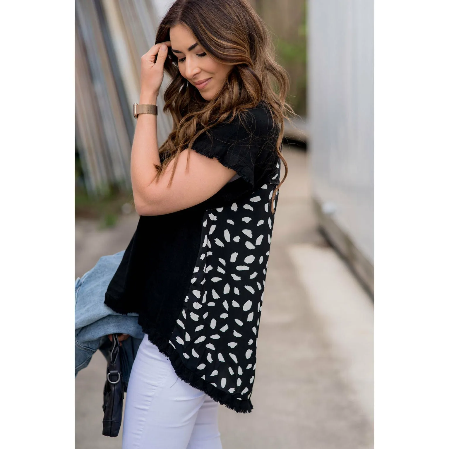 Cheetah Back Fringe Bottom Tee