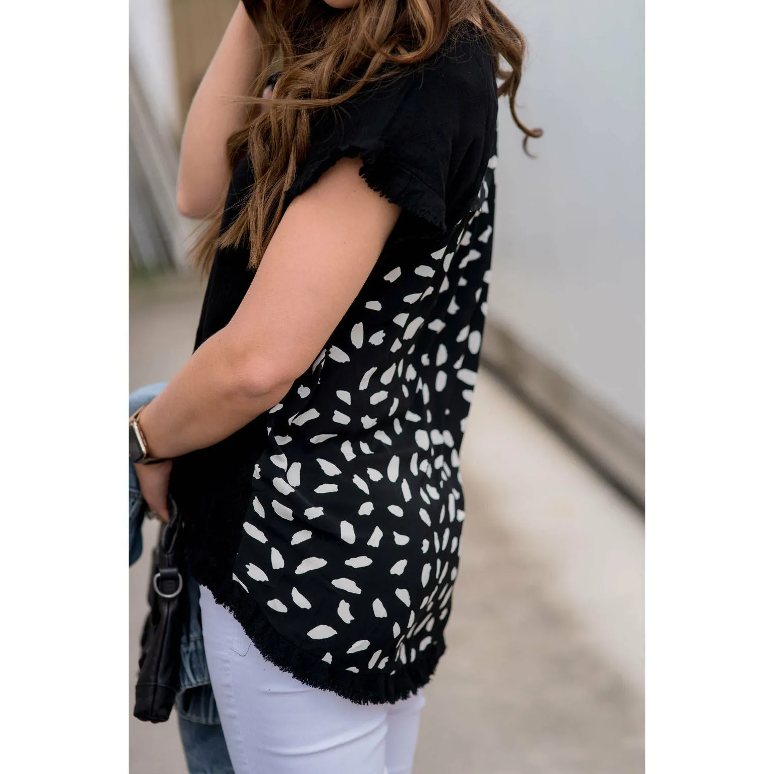 Cheetah Back Fringe Bottom Tee