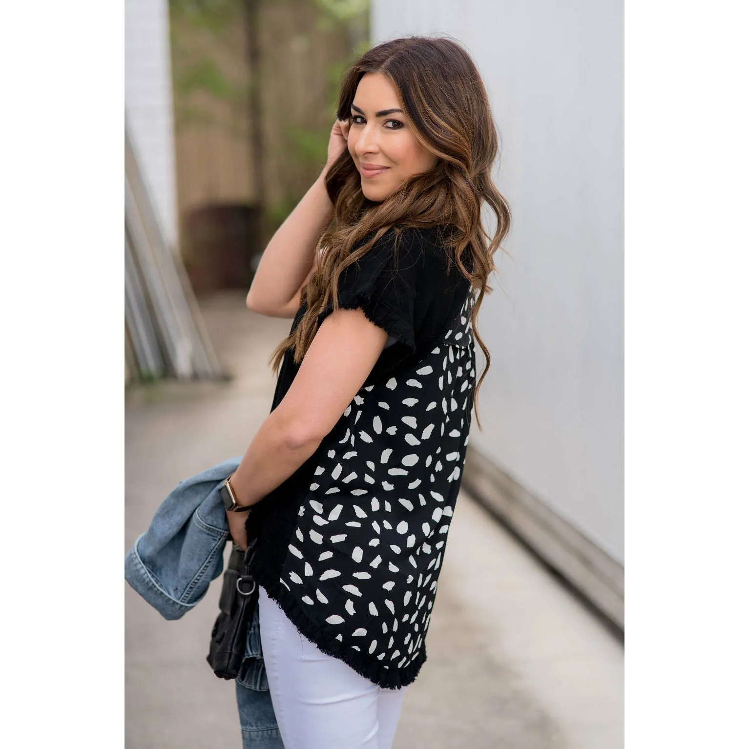 Cheetah Back Fringe Bottom Tee