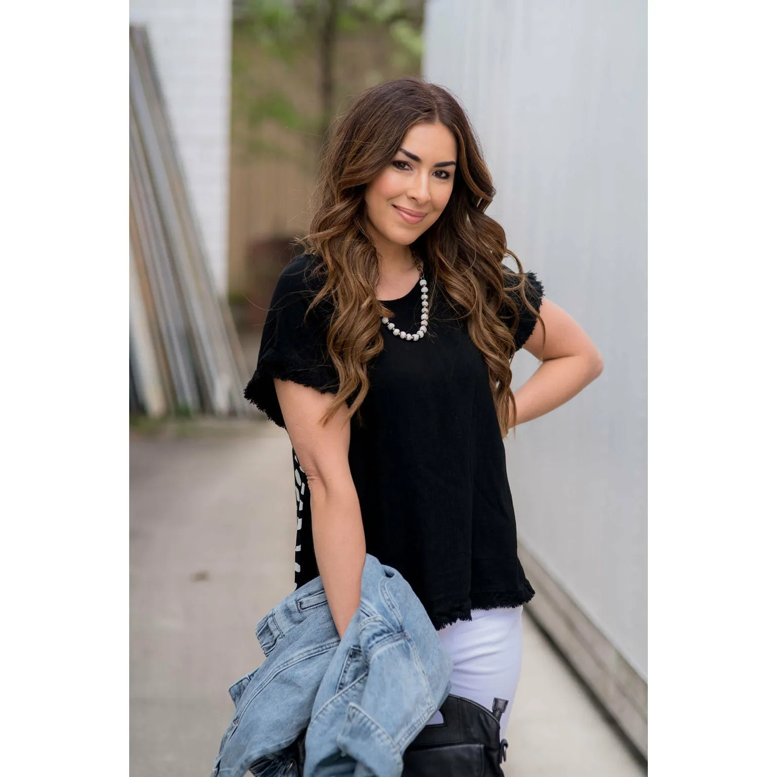Cheetah Back Fringe Bottom Tee