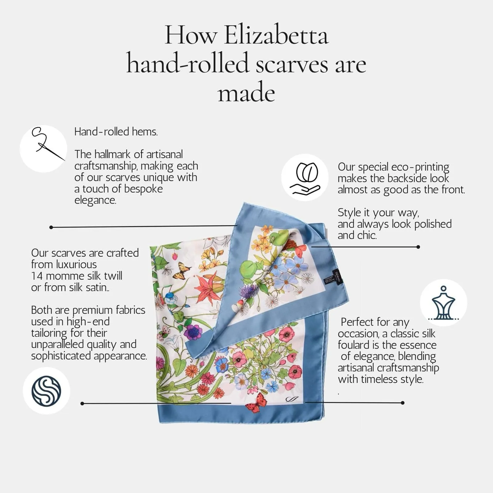 Flora - Hand Rolled Silk Foulard - Pink