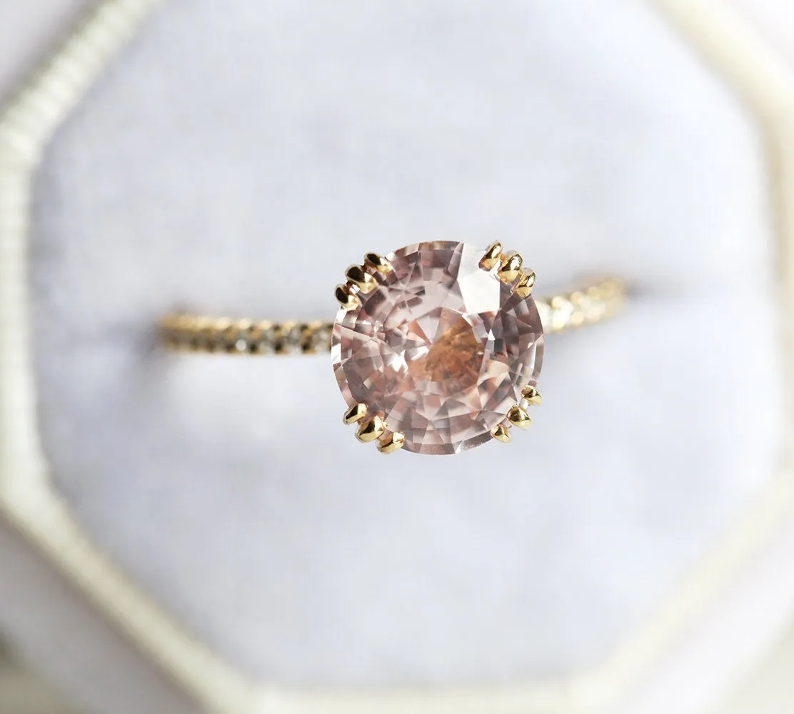 Hera Peach Sapphire Diamond Ring