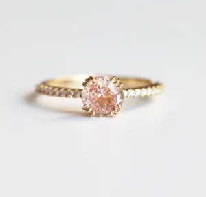 Hera Peach Sapphire Diamond Ring