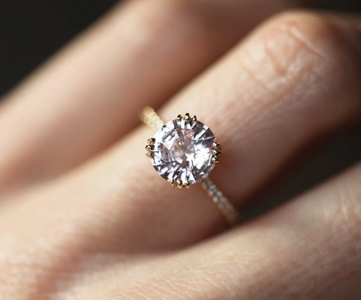 Hera Peach Sapphire Diamond Ring