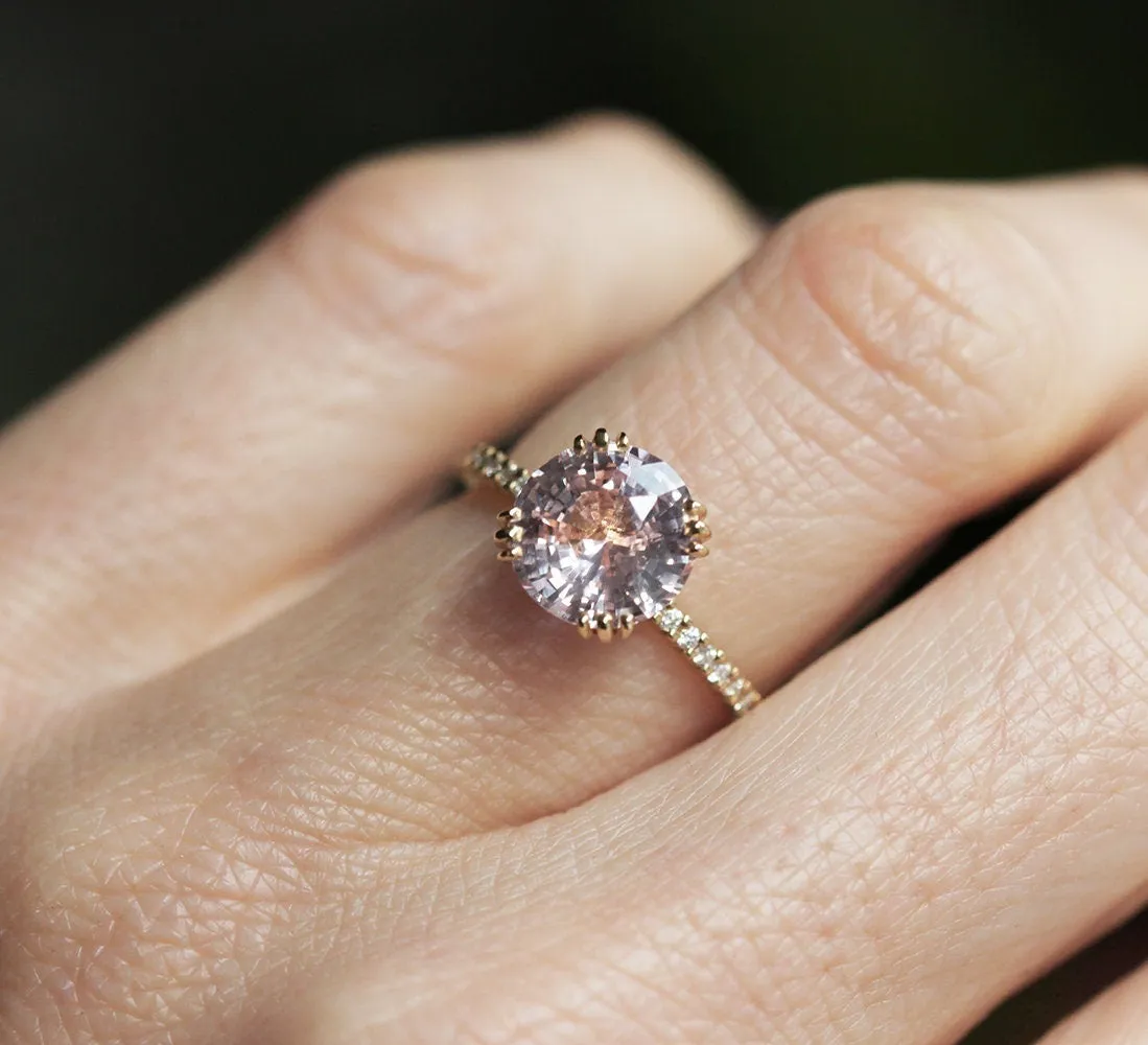 Hera Peach Sapphire Diamond Ring
