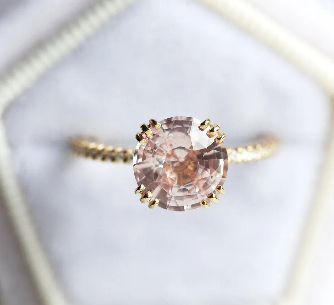 Hera Peach Sapphire Diamond Ring