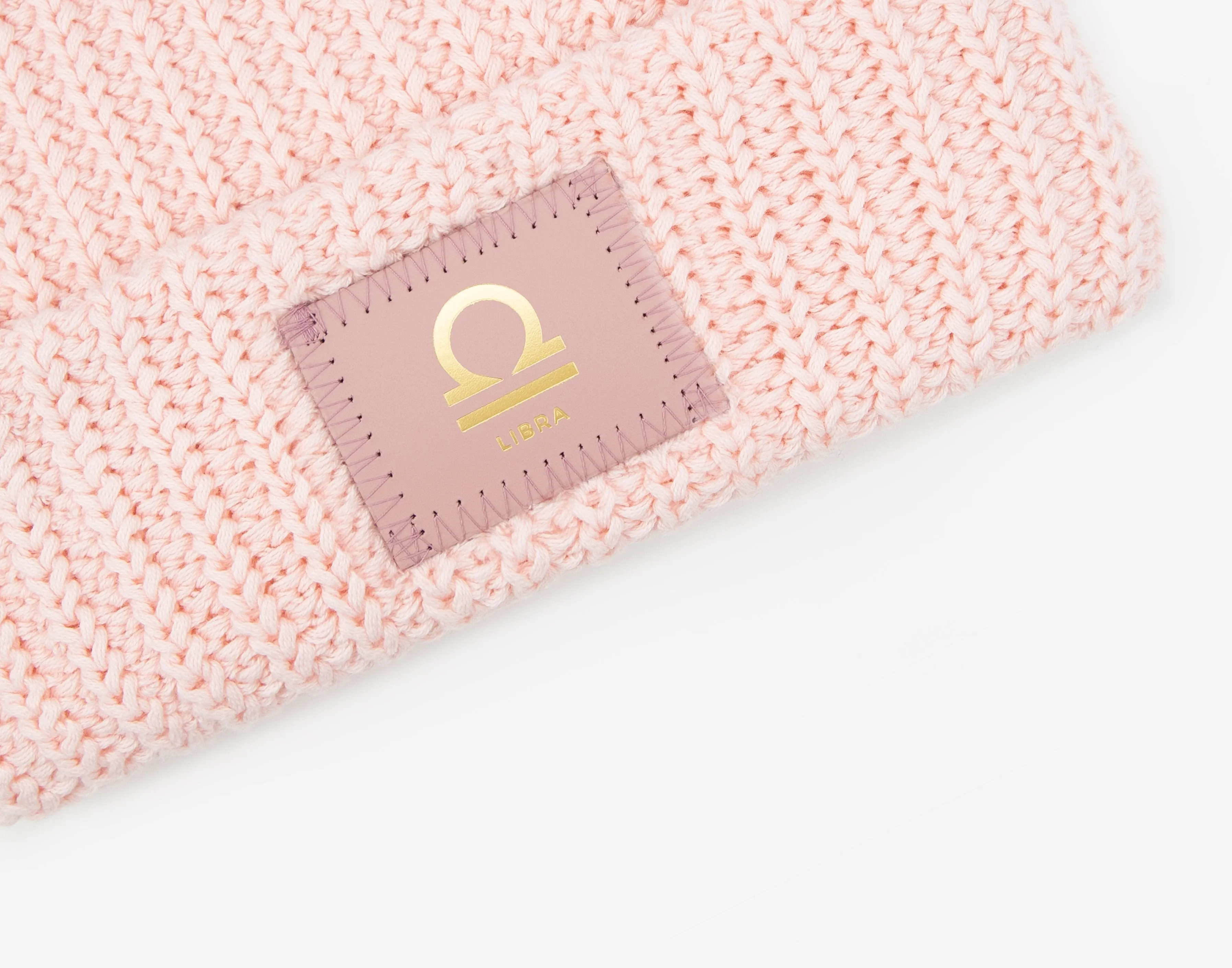 Libra Zodiac Blush Pom Beanie