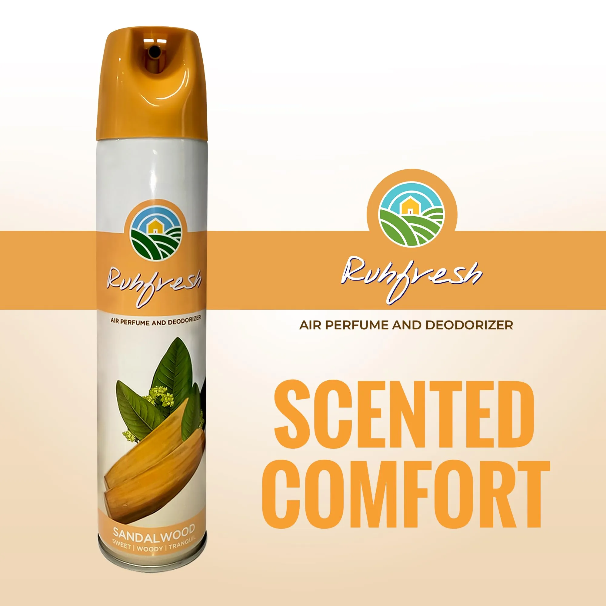 Ruhfresh Sandalwood । Air Freshener । Room Freshener । Long Lasting । Car Freshener । Sandal Fragrance । Made in India । 275ml