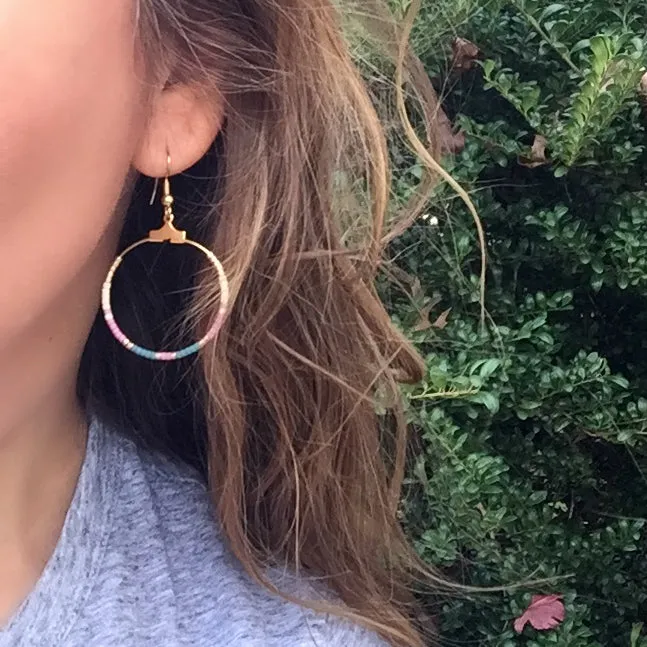 Small Beaded Hoop Earrings