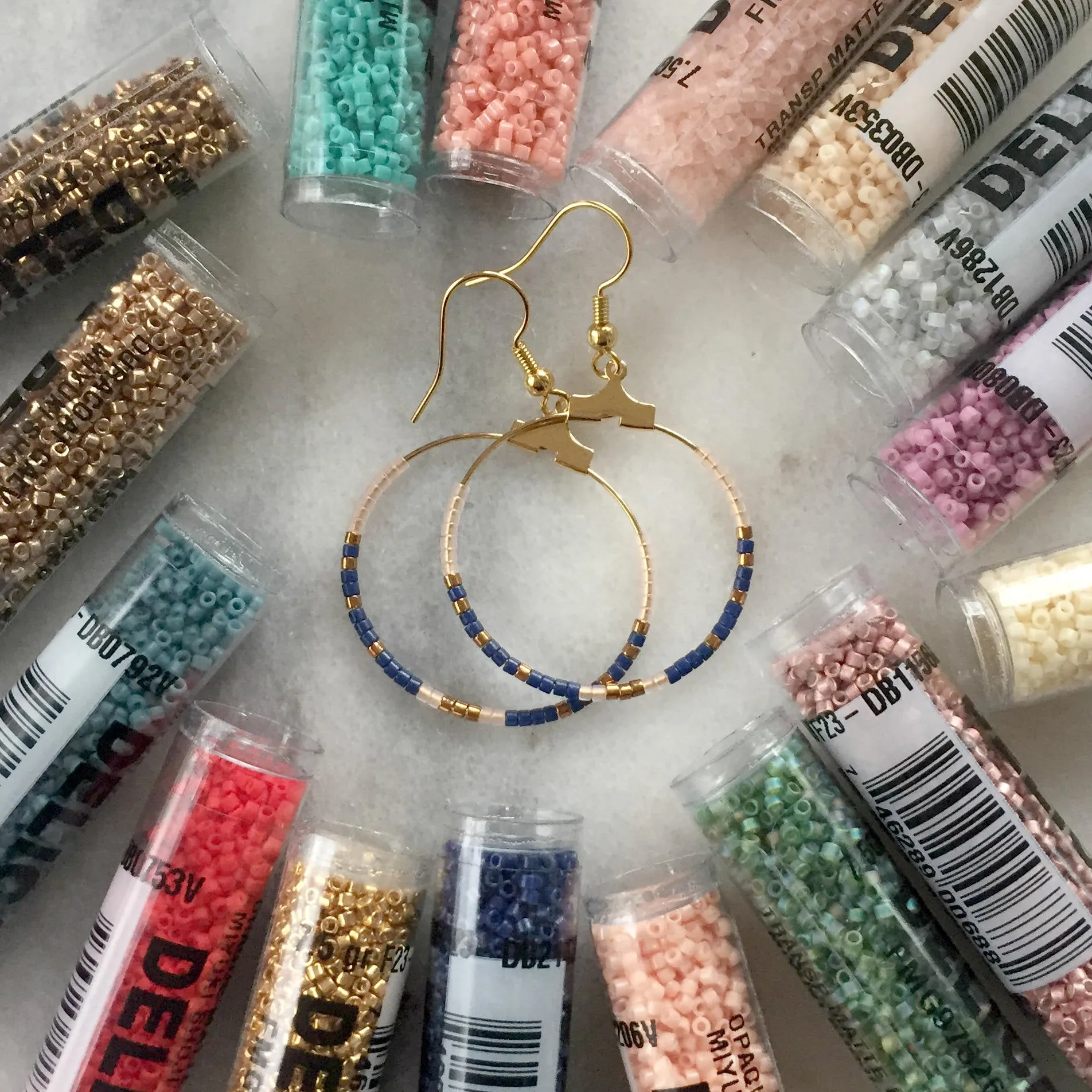 Small Beaded Hoop Earrings