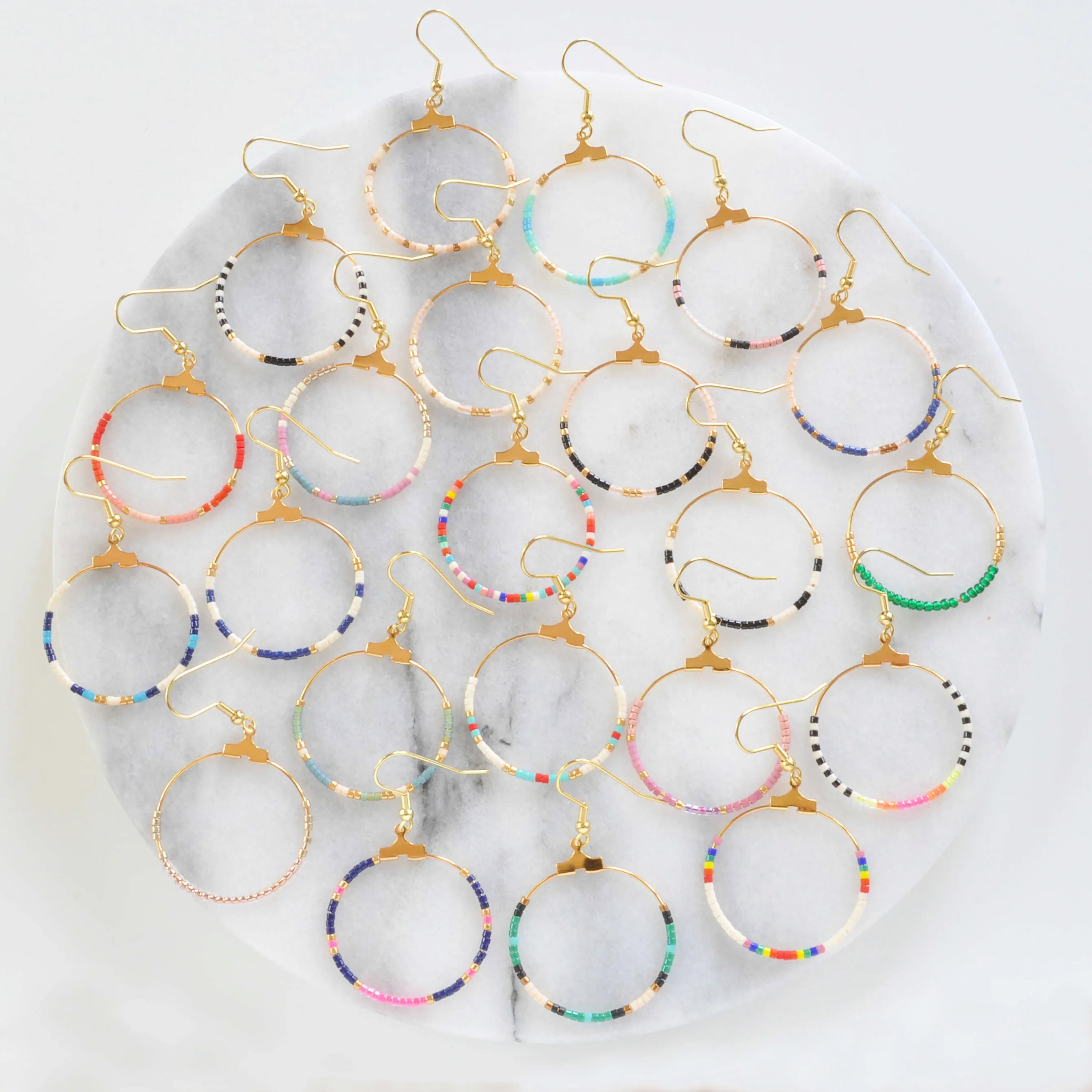 Small Beaded Hoop Earrings