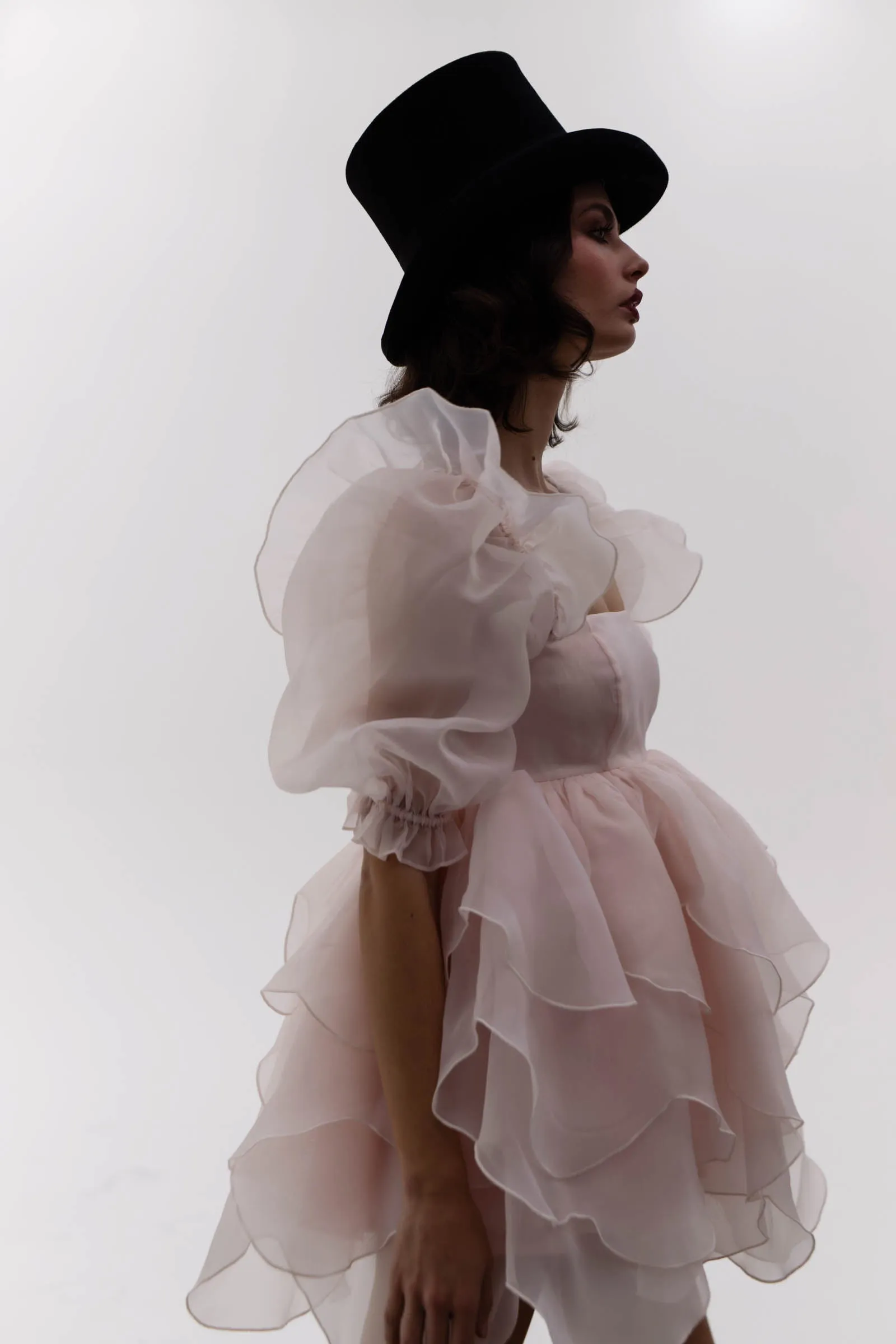 The Peach Skin Rose Petal Puff Dress