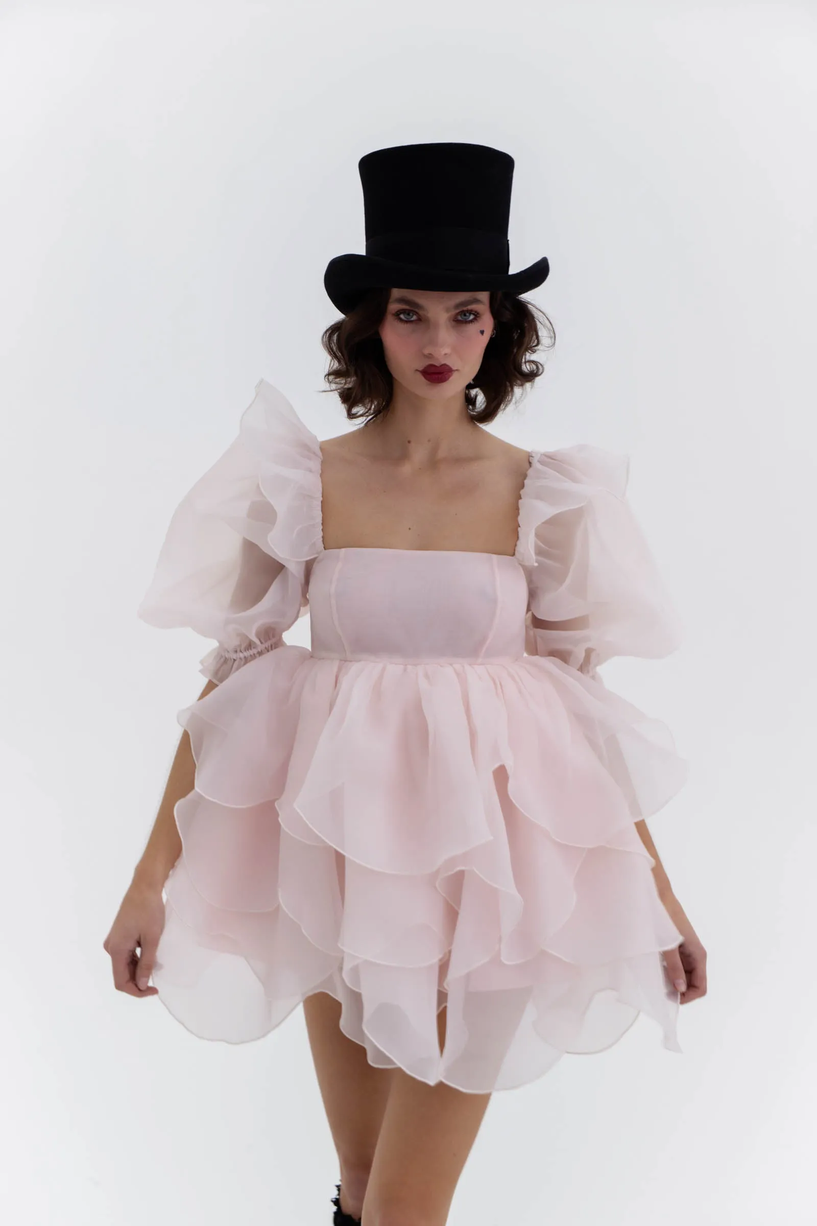 The Peach Skin Rose Petal Puff Dress