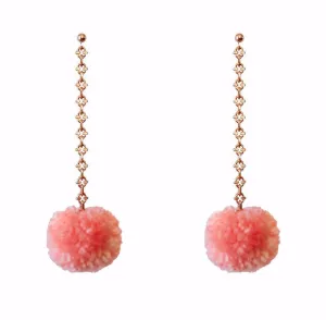 Yunis K Endless Summer Pom Pom Dangle Earrings in Gold and Blush